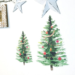 クリスマスツリー【水彩】Lサイズ　ウォールステッカー/ウォールデコ【送料無料】 2枚目の画像