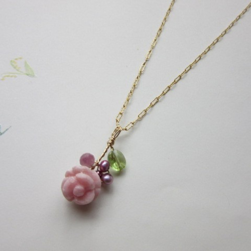 14kgf インカローズ薔薇のネックレス3 ネックレス・ペンダント