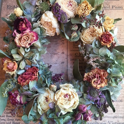 芍薬と紫陽花のオーバルリース 1枚目の画像
