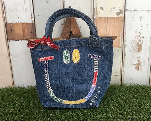 ツギハギバンダナスマイルデニムミニトート トートバッグ atto-a 通販