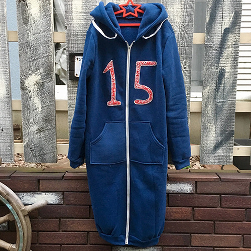 セレクト加工】ワッペン肘パッチロングパーカー（ネイビー） パーカー