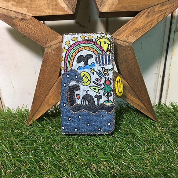 [定做] Whale Adventure Embroidery All Denim Ver 智能手機殼（適用於 iPhone6 第5張的照片