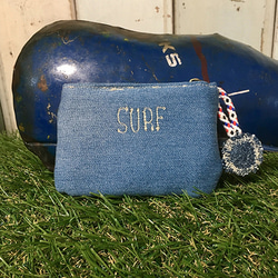 牛仔布SURF刺繡硬幣盒（小袋） 第2張的照片