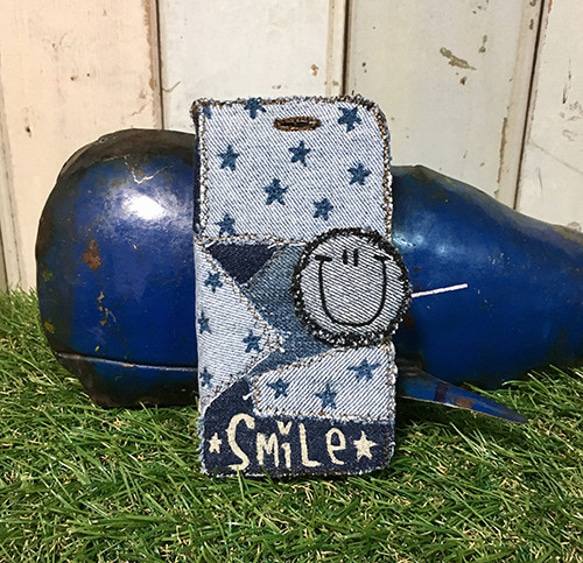 Tsugi Hagi Denim Smile智能手機套（適用於iPhone 6 / 6s，7/8，X，XS） 第1張的照片