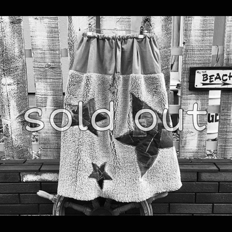 刺繍 45R ゴマデニムツギハギスカート 加工 ロングスカート コットン