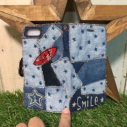 Tsugihagi Denim Smile智能手機套（適用於iPhone 6 Plus / 6 Plus，7 Plus / 8 第3張的照片