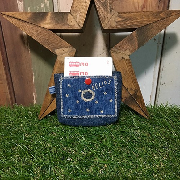 Tsugi Hagi Denim Star Smile Pass Case 第2張的照片