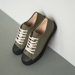 【灰緑】‐カーキ色　レディーススニーカー　シューズ・靴　 2枚目の画像