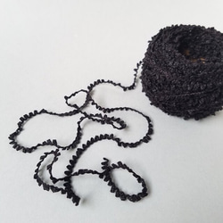 B311「ミニフリンジヤーン(ブラック)」素材糸　引き揃え糸　変わり糸 1枚目の画像