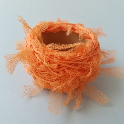 「チュールヤーン(ビビッドオレンジ)」素材糸　引き揃え糸 3枚目の画像