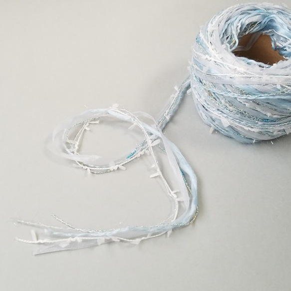 ④A322「マーメイドブルー(1)」素材糸　引き揃え糸 2枚目の画像