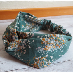 ＊　カスミソウ　クロスヘアバンド（ブルーグリーン）　＊ 2枚目の画像