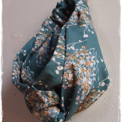 ＊　カスミソウ　クロスヘアバンド（ブルーグリーン）　＊ 6枚目の画像