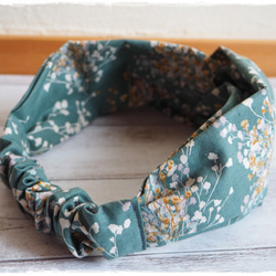 ＊　カスミソウ　クロスヘアバンド（ブルーグリーン）　＊ 4枚目の画像