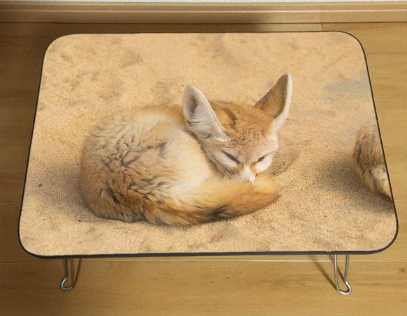 折りたたみテーブル　狐　きつね　キツネ　ハンドメイド　机 1枚目の画像