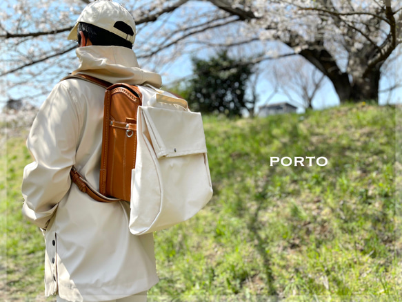 SIOCO・Portoシリーズ 11号帆布 プレミアム ランドセルバッグパック 体操服袋〈生成り〉2WAY シンプル 1枚目の画像