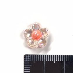 【約12mm 30個】5枚花びらのオーロラお花ビーズ 花芯パステルカラー AB 5枚目の画像