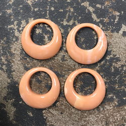 【4個】プラスチック製マーブル模様のリングパーツ   オレンジ 2枚目の画像