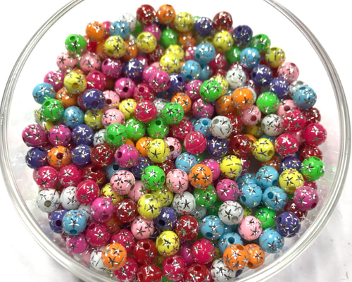 約5mm弱 約150個】星いっぱいのビーズ カラフルアソート ビーズ 資材屋