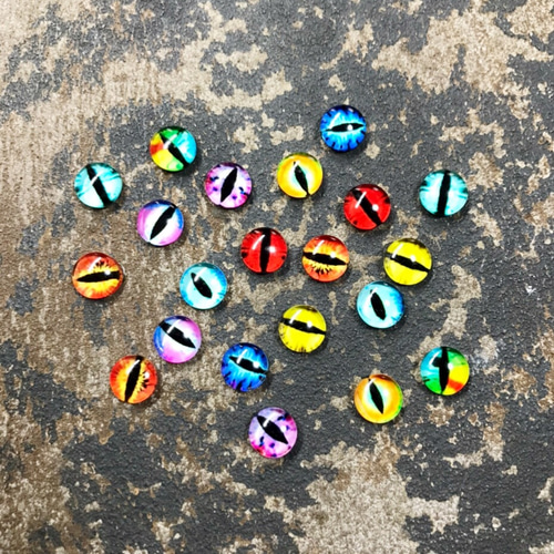8mm 20個】 ドラゴンアイ ガラスカボション ラウンド アソート
