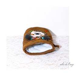 no.681 - embroidery ovenglove《brown》 4枚目の画像