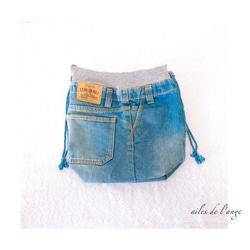 【SOLDOUT】no.744 - jeans remake 巾着bag 3枚目の画像