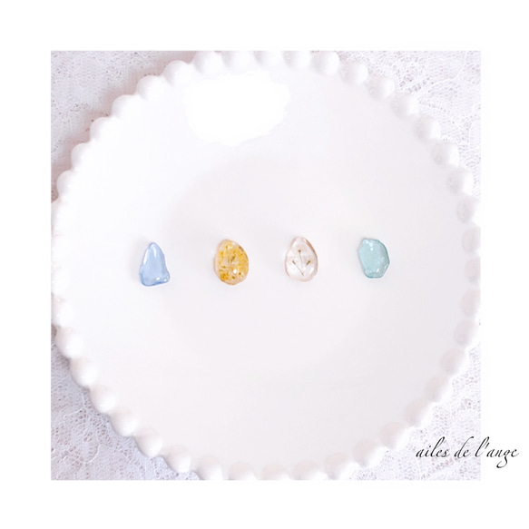 【SOLDOUT】no.758 - dryflower ＊ seaglass drop pierce 2枚目の画像