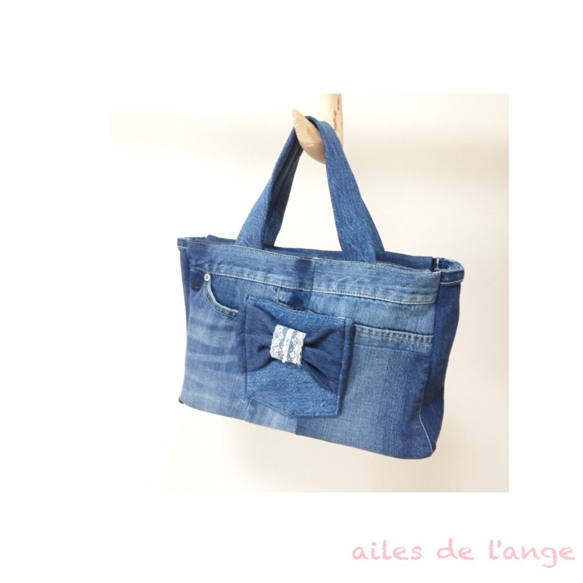 no.137 - レースリボンデニムトートバッグ トートバッグ ailes