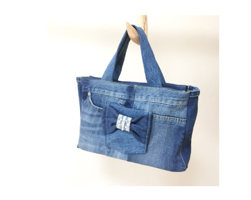 no.137 - レースリボンデニムトートバッグ トートバッグ ailes