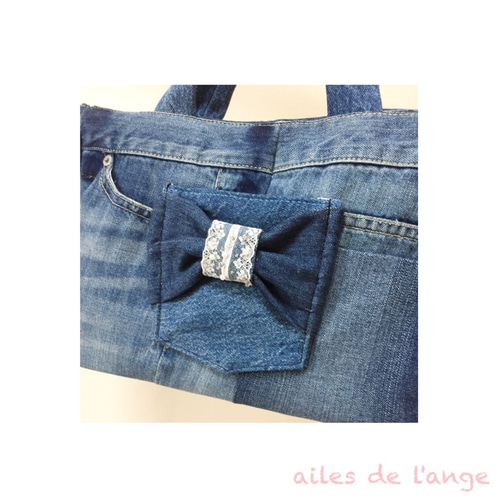 no.137 - レースリボンデニムトートバッグ トートバッグ ailes