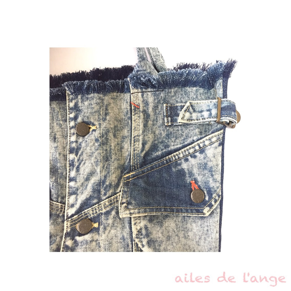 no.160 - Chemicalwash Denim Rimake トートバッグ 3枚目の画像