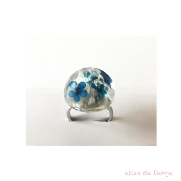 no.201 - blue flower round ring 1枚目の画像