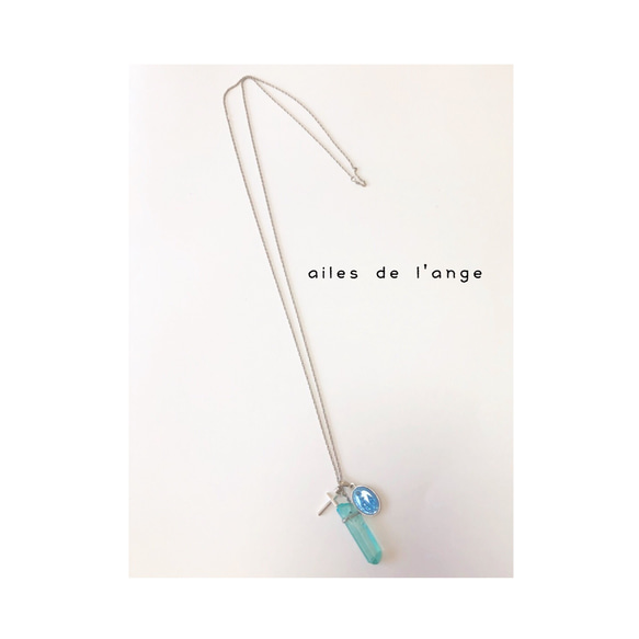 no.229 - crystal ＊ maria ＊ cross long necklace【s×bl】 1枚目の画像