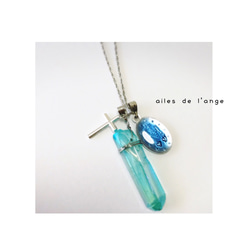 no.229 - crystal ＊ maria ＊ cross long necklace【s×bl】 3枚目の画像