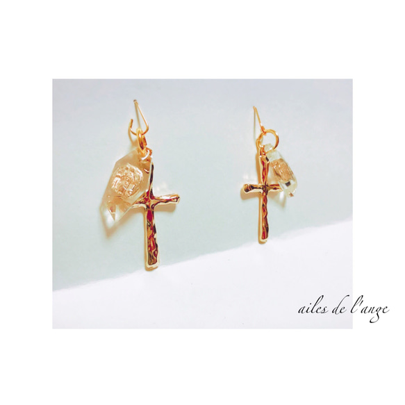 no.237 - maria ＊ bigcross pi/ea ピアス（フック・チェーン） ailes 