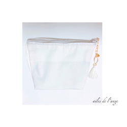 no.277 - flower ＊ tussel remake white purse② 2枚目の画像