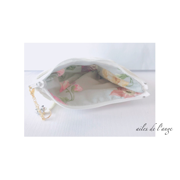 no.277 - flower ＊ tussel remake white purse② 3枚目の画像