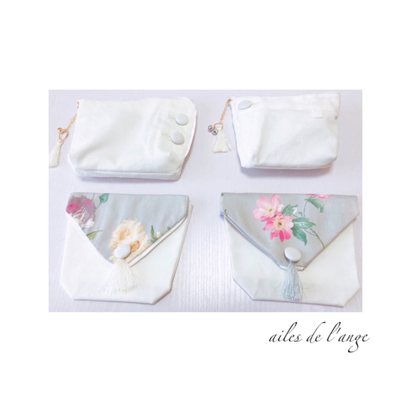 no.277 - flower ＊ tussel remake white purse② 4枚目の画像