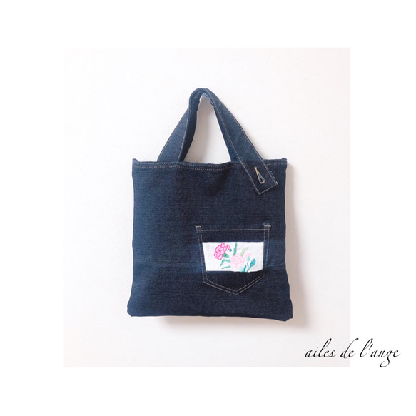 no.410 - jeans remake ＊ embroidery bag 2枚目の画像