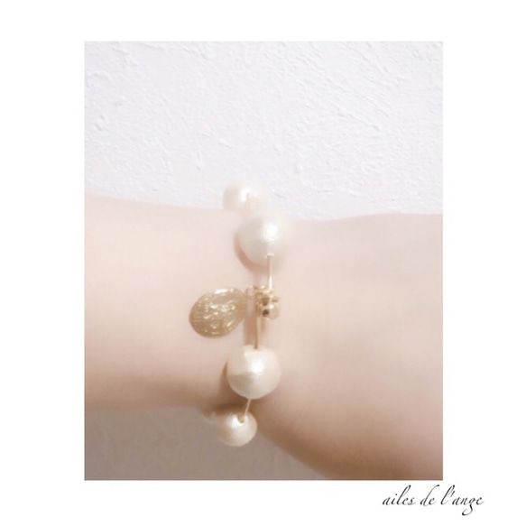 no.433 - cottonpearl ＊maria  gold bangle 3枚目の画像