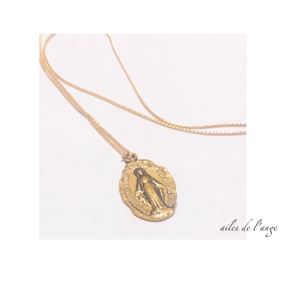 no.446 - antique gold maria necklace 1枚目の画像