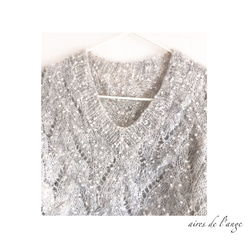 no.529 - handmade dot knitting sweater《light gray 》 3枚目の画像