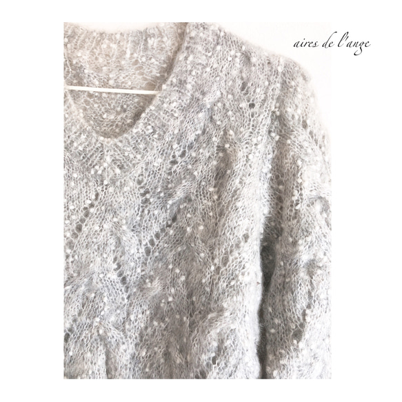 no.529 - handmade dot knitting sweater《light gray 》 4枚目の画像