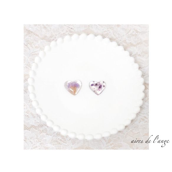 no.537 - dryflower《gypsophlia＊statice》 heart resin pi/ea 1枚目の画像