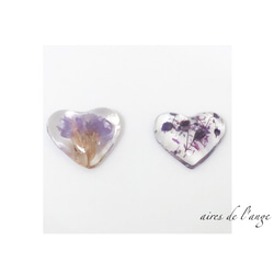 no.537 - dryflower《gypsophlia＊statice》 heart resin pi/ea 2枚目の画像