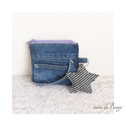 no.542 - jeans remake mini  purse 2枚目の画像