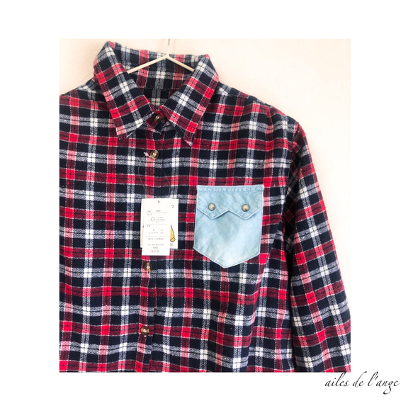 no.575 - jeans pocket remake check shirts 2枚目の画像