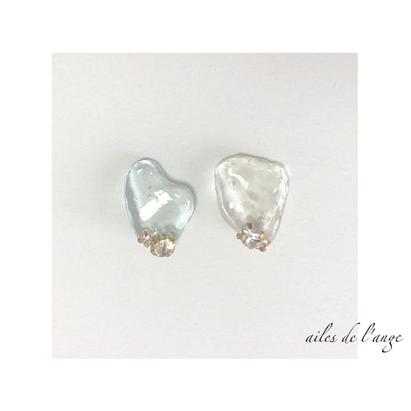 no.610 - seaglass ＊ rhinestone pi/ea《clear×blue》 1枚目の画像