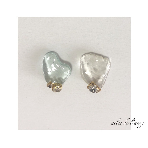 no.610 - seaglass ＊ rhinestone pi/ea《clear×blue》 2枚目の画像