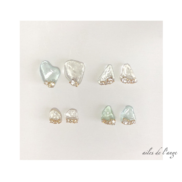 no.610 - seaglass ＊ rhinestone pi/ea《clear×blue》 3枚目の画像